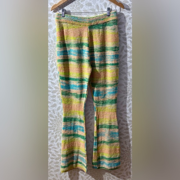 Urban Outfitters UO Women’s M Striped Space Dye Knit Flare Boho Hippie Pants - Picture 1 of 9